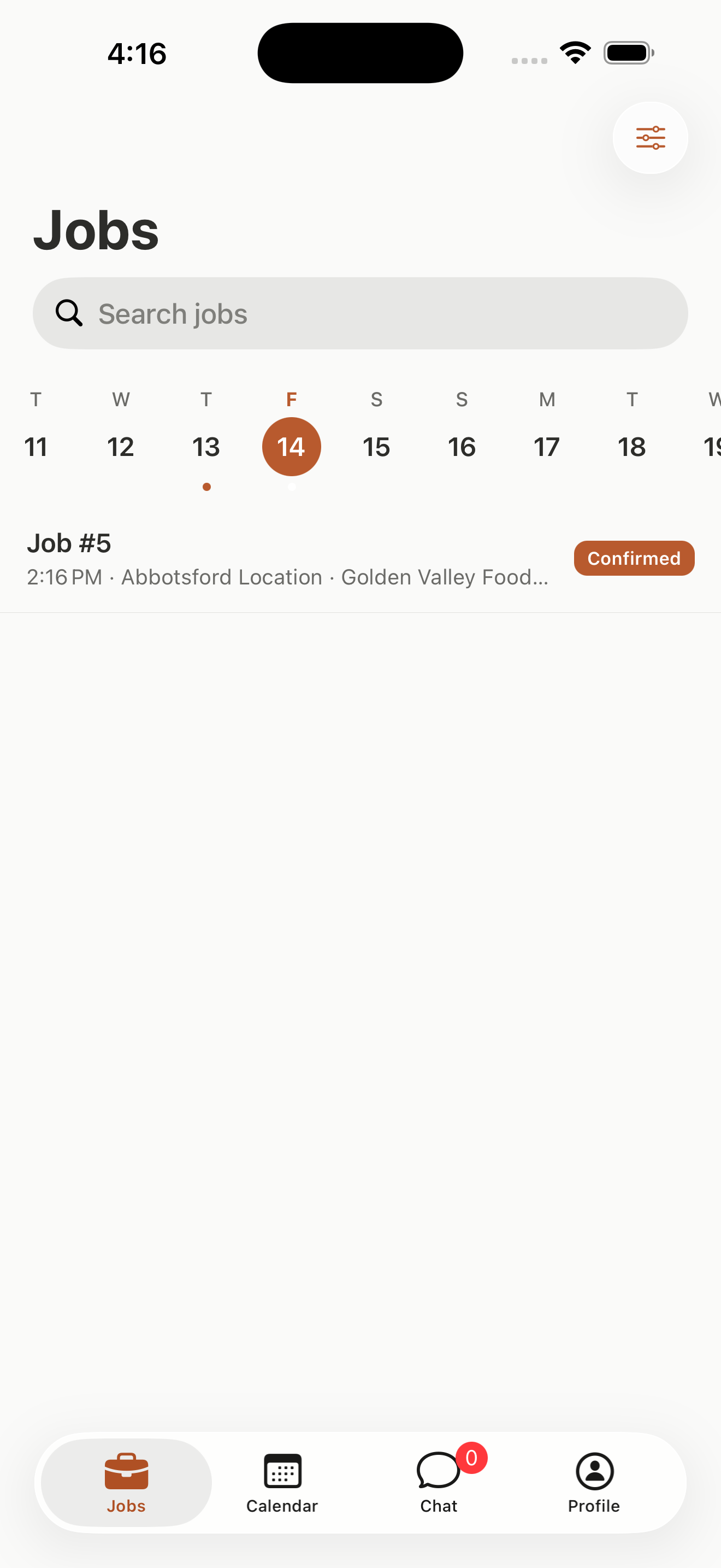 El Workforce Staff jobs screen